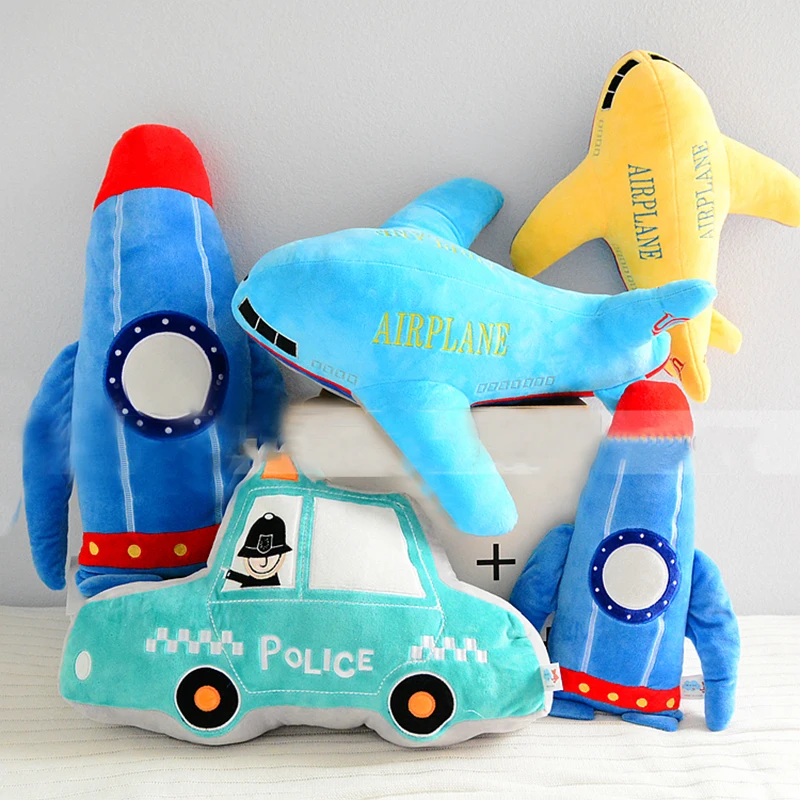 Soft Plush Rocket Airplane Toy Stuffed Lifelike Transportation Pillow Creative Boy Home Decor Toys for Children Birthday Gift
