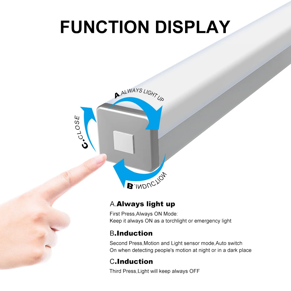 

Smart Wireless Kitchen Cabinet Light Human Body Induction Light Household LED Lamp USB Rechargeable