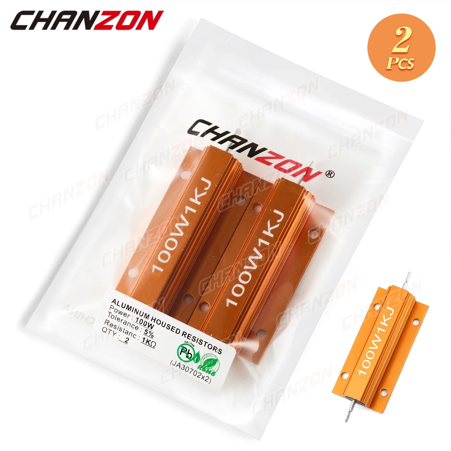 2 Pcs 25W 50W 100W Aluminum High Power Metal Case Wirewound Fixed Resistors 0.01 - 10K Ohm Dummy Load Wire Wound Resistance 1K