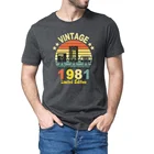 Винтажная футболка унисекс из 100% хлопка с дисками и кассетной лентой, подарки 80-х годов, забавная Летняя мужская футболка, 1981