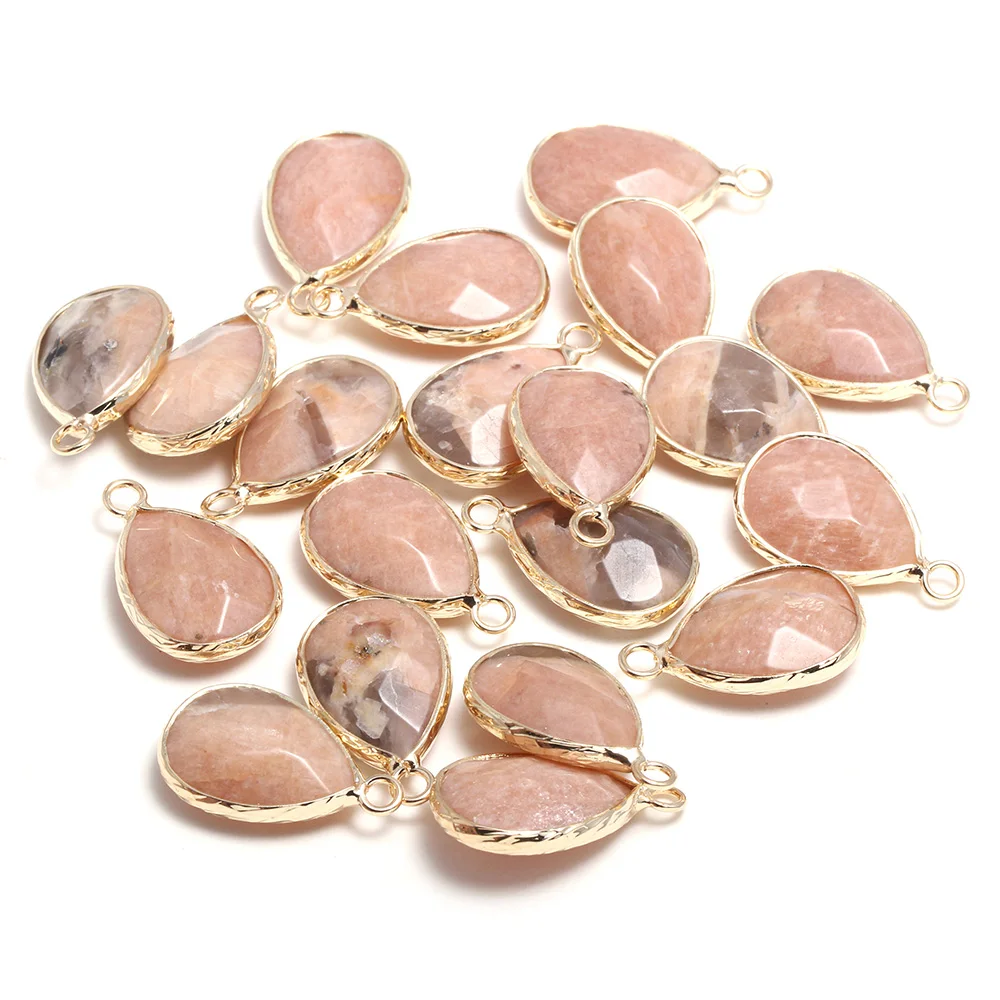 

Natural Stone Faceted Pendants Water drop shape Exquisite Charms for Jewelry Making Diy earring necklace accessories 13x23mm