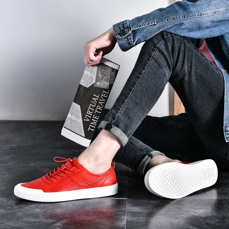 Men Leather Sneakers Fashion White Casual Shoe Male Walking Shoes High Quality | Обувь