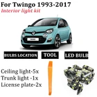 Автомобильный светодиодный интерьер лампы светильник комплект для Renault Twingo I II III 1 2 3 1993-2020 C06 BCM CN0 ошибок потолочный багажник T10 светодиодный лампы