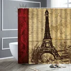 Занавеска для душа в стиле ретро, винтажная Шторка для ванной в европейском и американском стиле, с 3D рисунком Парижа, Лондона, Биг-Бена, домашний декор