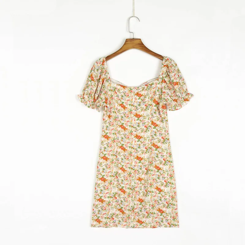 

Summer Women's Casual Flower Printed Bowknot Decorated Slim Dress Vestidos
