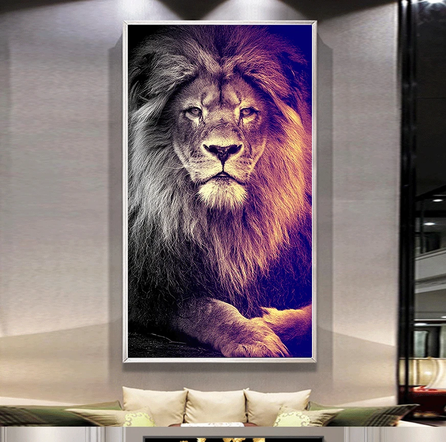 

Animals Pictures Large Size America Lions Canvas Painting Canvas Wall Art Modern Posters Oil Painting For Livingroom Home Decor