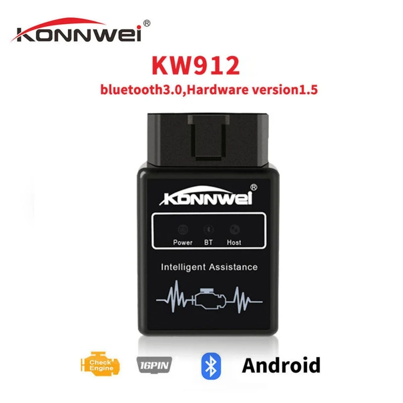 Автомобильный диагностический сканер KONNWEI KW912 ELM327 Bluetooth Obd2 v1.5|Тестеры системы