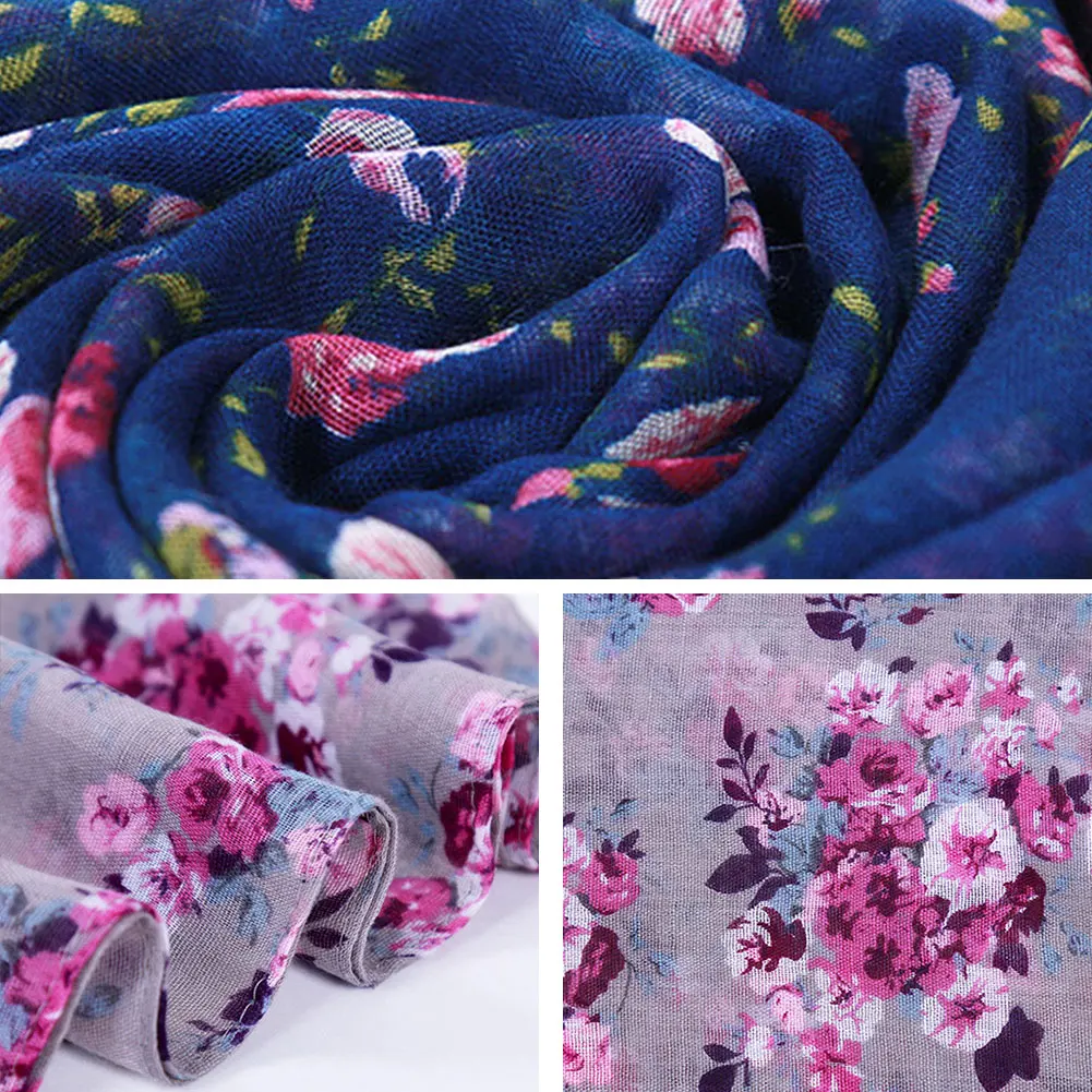 Модный Теплый Женский цветочный шарф с петлей женская маленькая розовая шаль