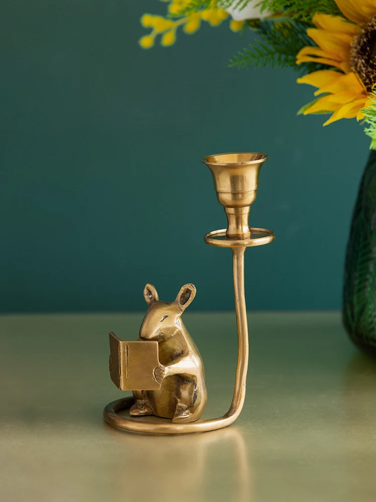 

Copper Luxury Metal Candlestick Simple Creativity Retro Candelabra Candle Holder Vintage Portacandele Home Decoration EK50CT