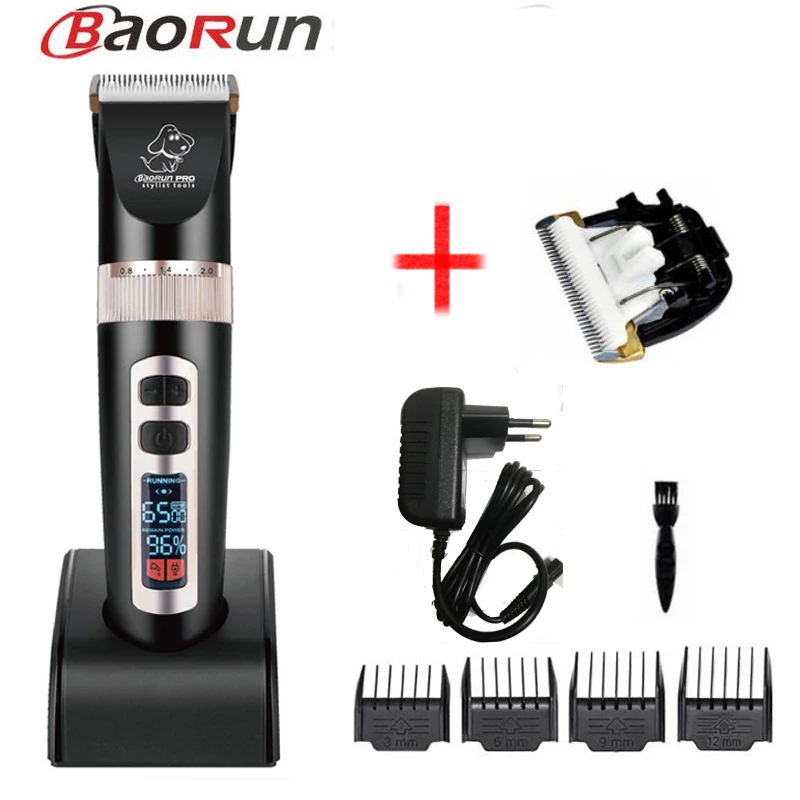 Black P9 add 1 blade BaoRun профессиональный триммер для волос P9 для собак с ЖК-экраном машинка для стрижки домашних животных Триммер для стрижки кошек и собак машинка для стрижки домашних животных - Цвет: Black P9 add 1 blade