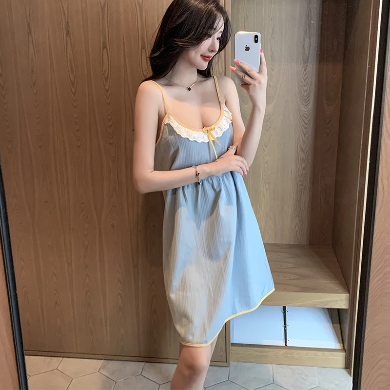 Ночная рубашка женская хлопковая с V-образным вырезом | Женская одежда