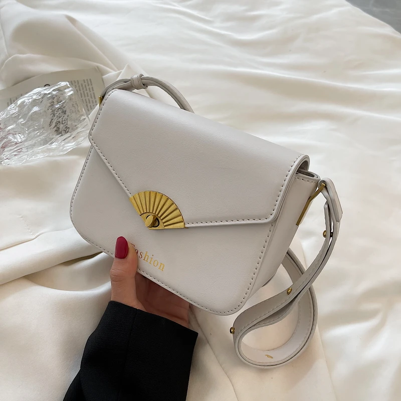 

New solid color single shoulder bag women's casual fashion all-match high-quality texture cover type diagonal small square bag