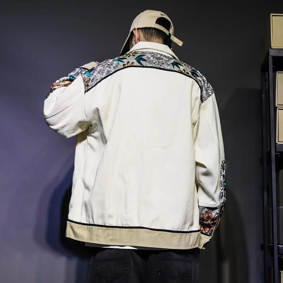 Куртка мужская с вышивкой повседневная бейсбольная форма свободный лоскутный