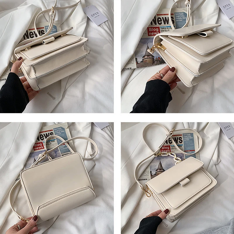 

Solid color Leather Crossbody Bags For Women 2021 Travel Handbag Fashion Simple Shoulder Simple Bag Ladies Cross Body Bag