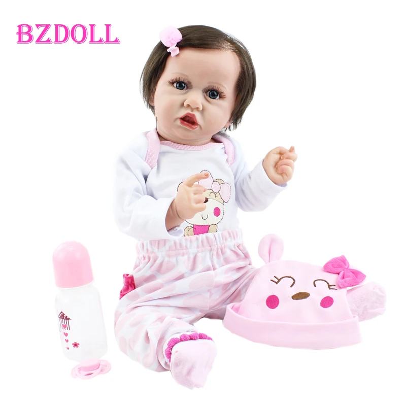 

Полноразмерная силиконовая кукла реборн 55 см, Реалистичная игрушка для новорожденных, наряд для маленьких принцесс, игрушка для девочек, по...