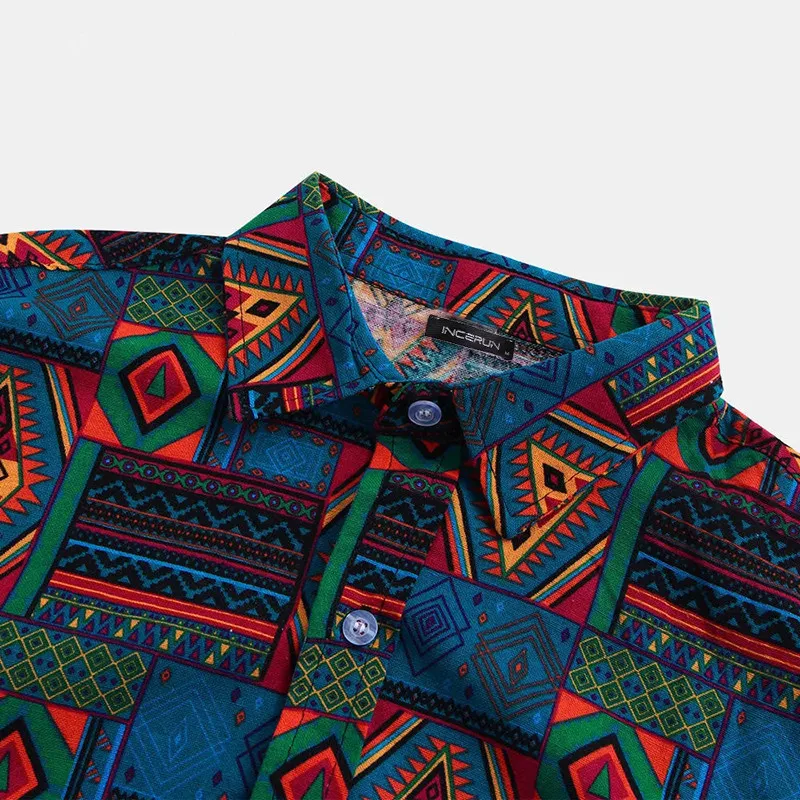 Camisa мужская гавайская рубашка 2020 летняя Этническая с коротким рукавом