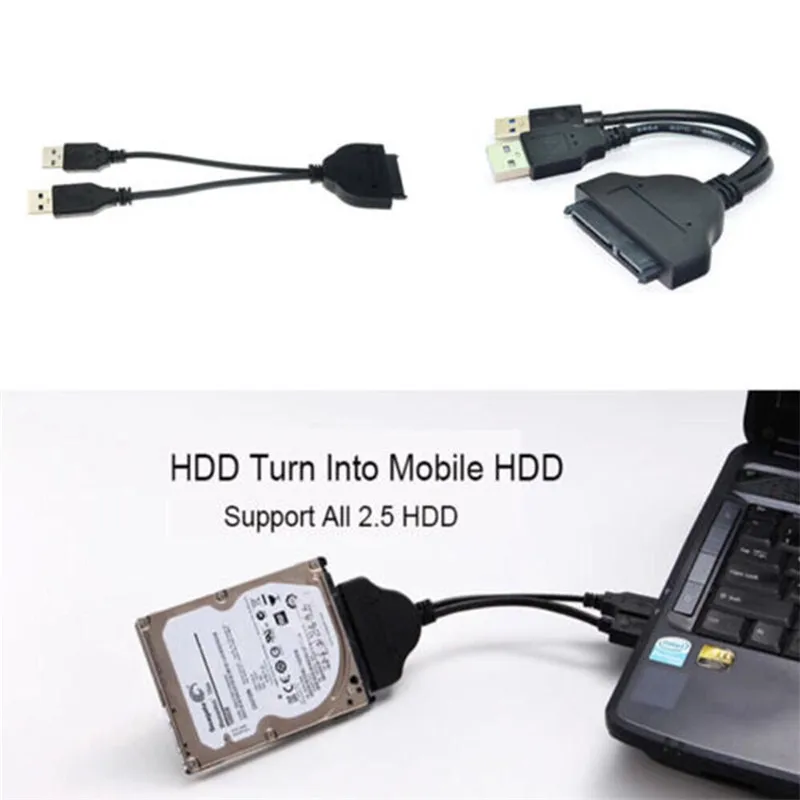 Кабель адаптер Bkscy с USB 2 0 на 7 + 15 22Pin SATA 3 конвертер для 5 дюймового жесткого диска HDD