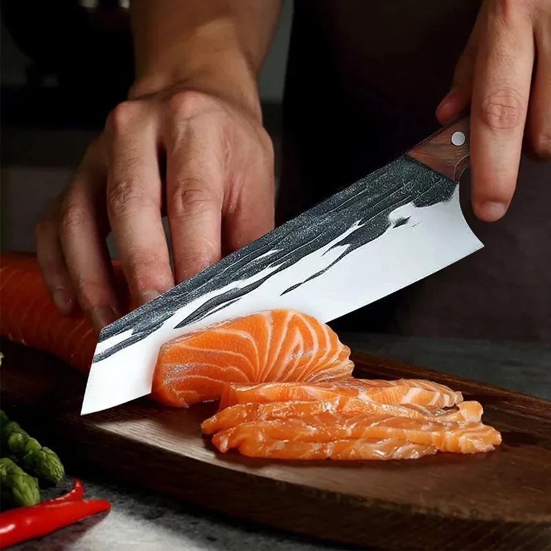 8-дюймовый японский шеф-нож ручной работы кованый кухонный нож Kiritsuke из