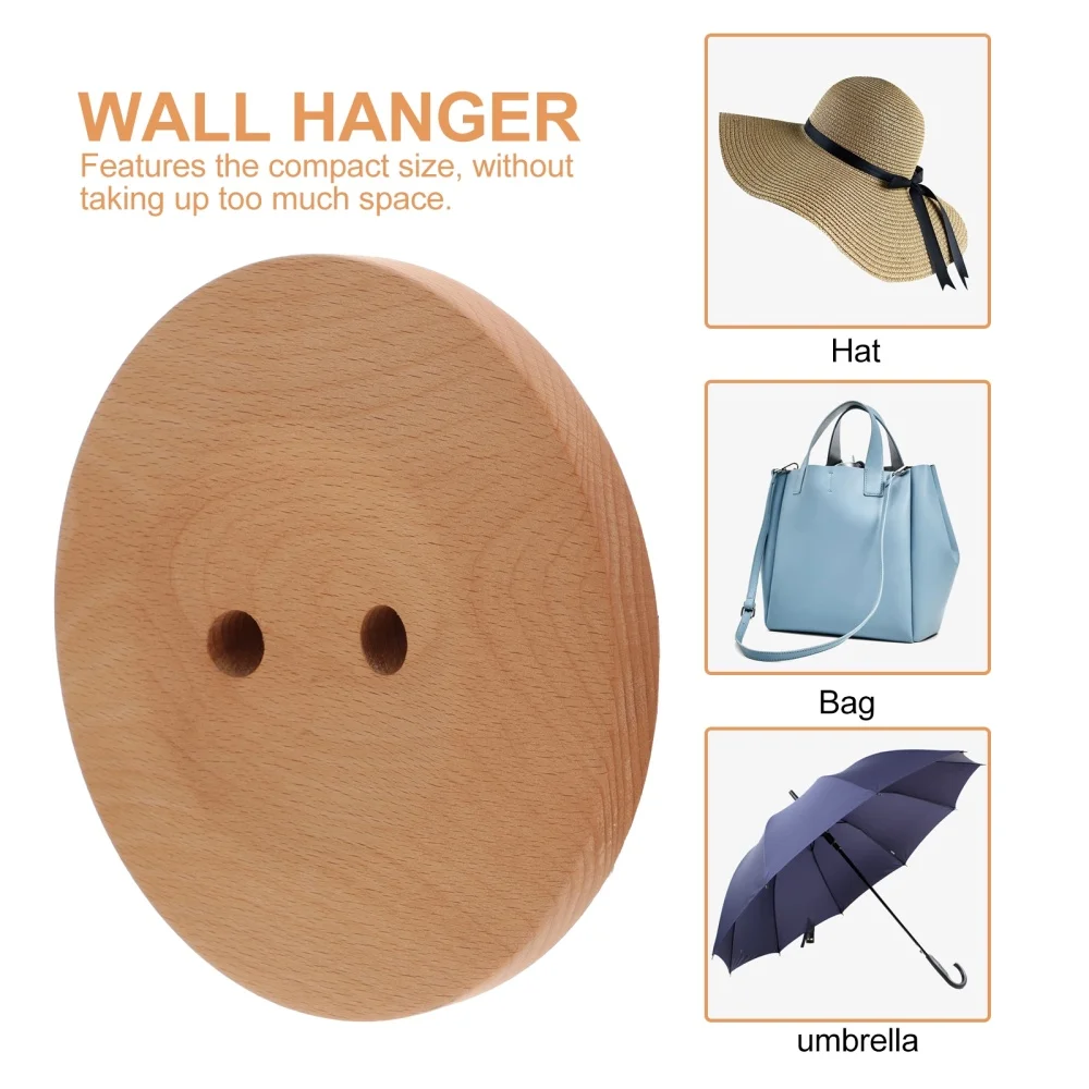 

1pc Wooden Wall Hanger Indoor Wall Clothing Hanging Hook Button Shaped Hook