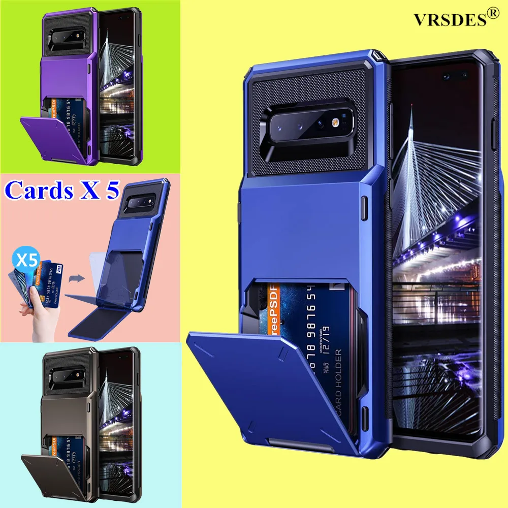 

Wallet 5-Card Pocket Card Slot Case For Samsung Galaxy Note 10 Plus 5G Note 9 8 S7 S8 S9 S10 Plus 5G S10E A7 A8 A9 2018 A750 A9S