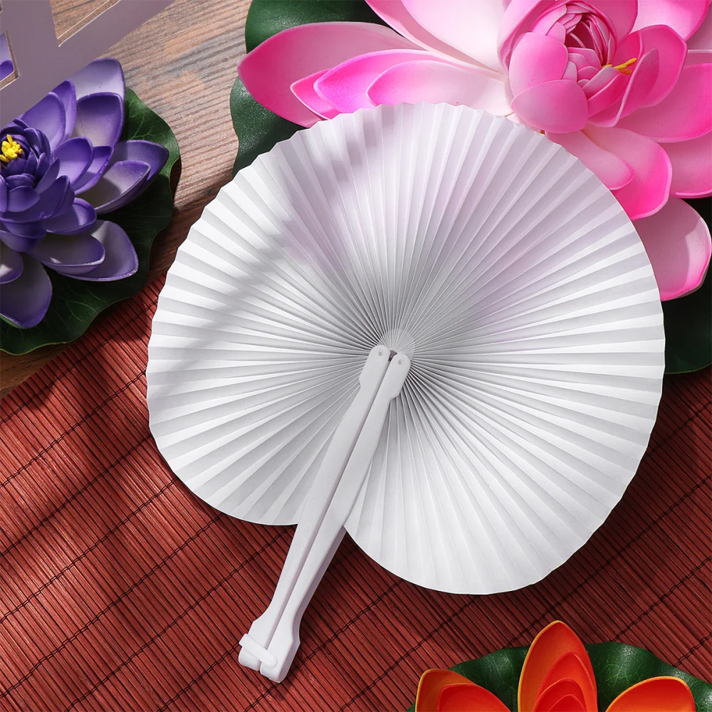 

60pcs Folding Fan Handheld Fans Paper Folded Fan Circular Paper Fan for Wedding Party