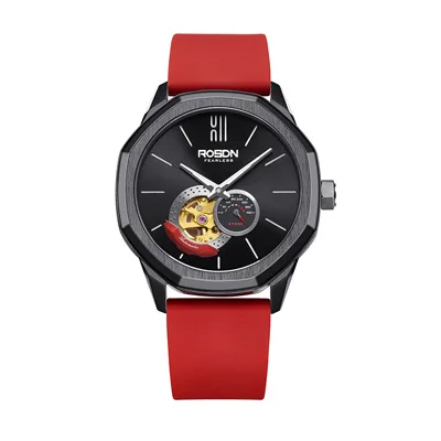 Red Luxury Brand ROSDN Men's Watches Japan MIYOTA 8N40 Automatic Mechanical Pocket Watch Man Sapphire Skeleton 50M Waterproof R2189 - Color: Red