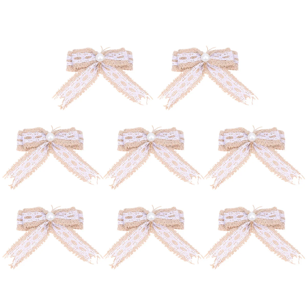 

8 Pcs Jute Bow Shaped Decoration Handwork Beautiful Garment Accessories Flower for Wedding Party DIY Craft