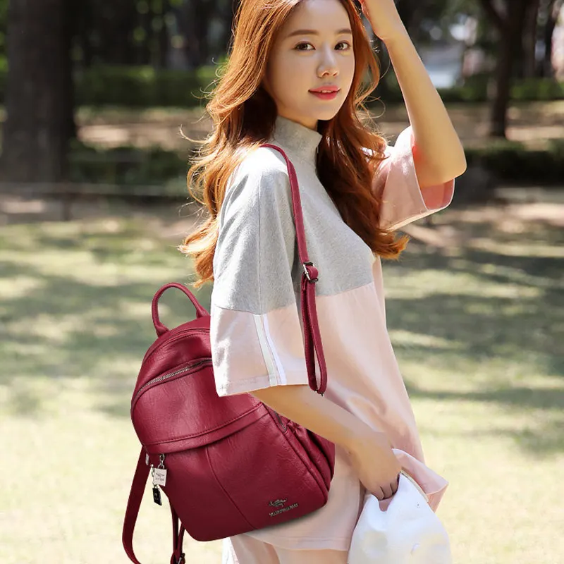 

2020 Vintage Leather Backpacks Female Travel Shoulder Bag Mochilas Women Backpack Large Capacity Rucksacks For Girls Dayback New