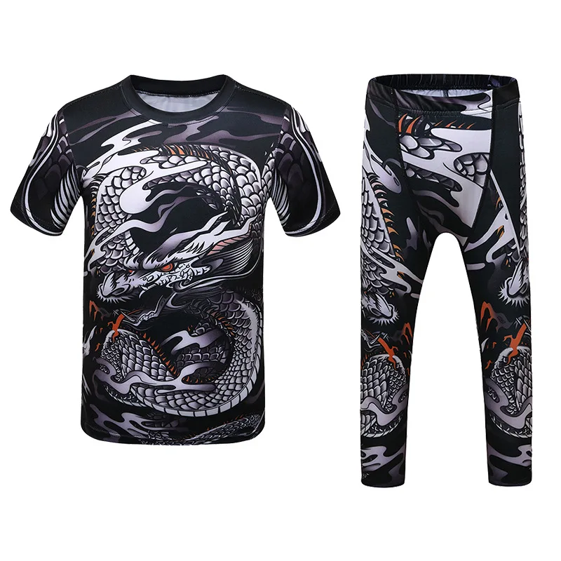 MMA Rashguard Kids T-shirt +Pants Jiujitsu Bjj Boxing Jerseys Compression Children Gym Clothes Muay Thai Clothing Sets | Спорт и