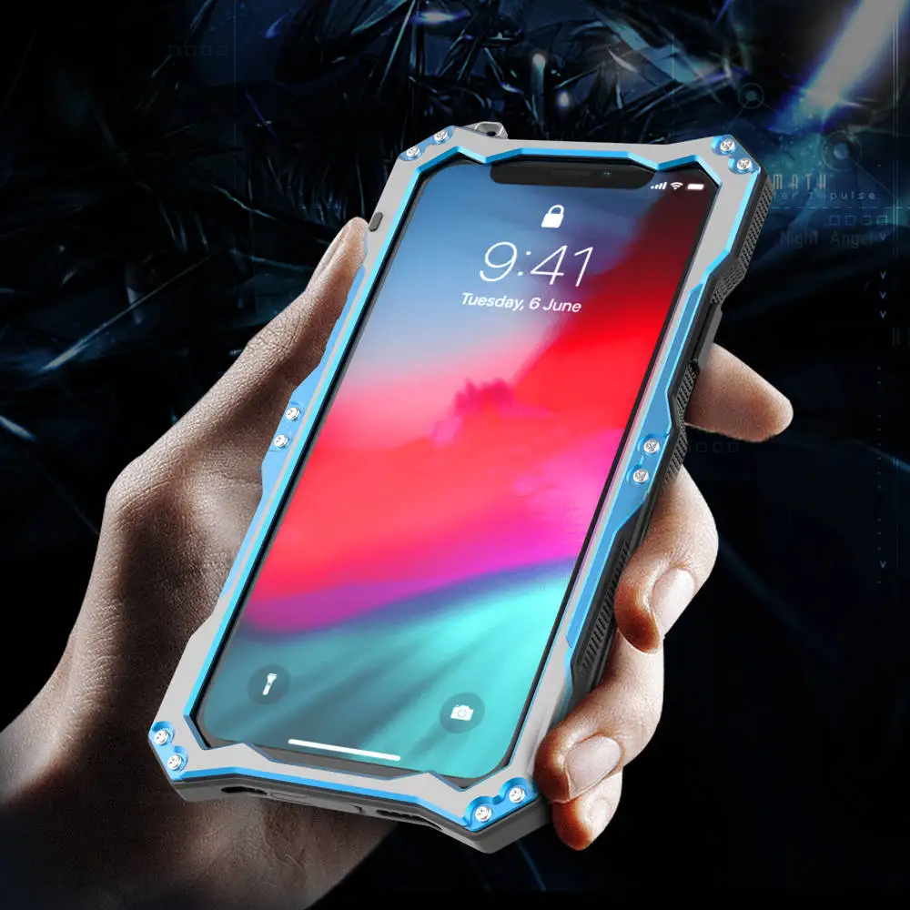 Luxury Aluminum Metal + Rubber Free Gorilla Glass Case For iphone XS MAX XR X 6 6s 7 8 Plus Cover Waterproof Armor Phone Cases |