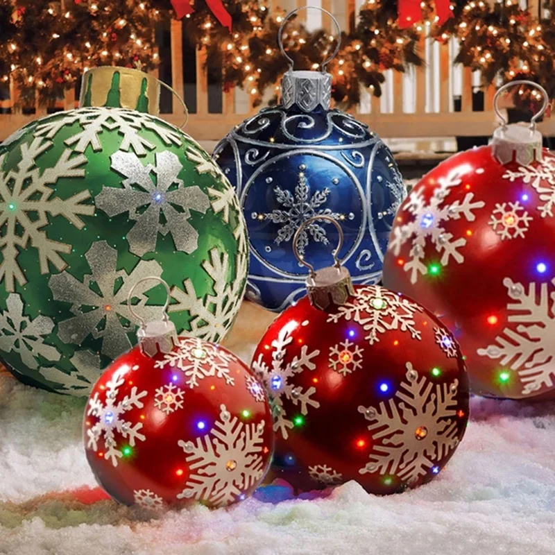 

60 см рождественские шары украшения из ПВХ Рождественские елочные украшения Новогодний подарок Рождество для дома уличные надувные игрушки...