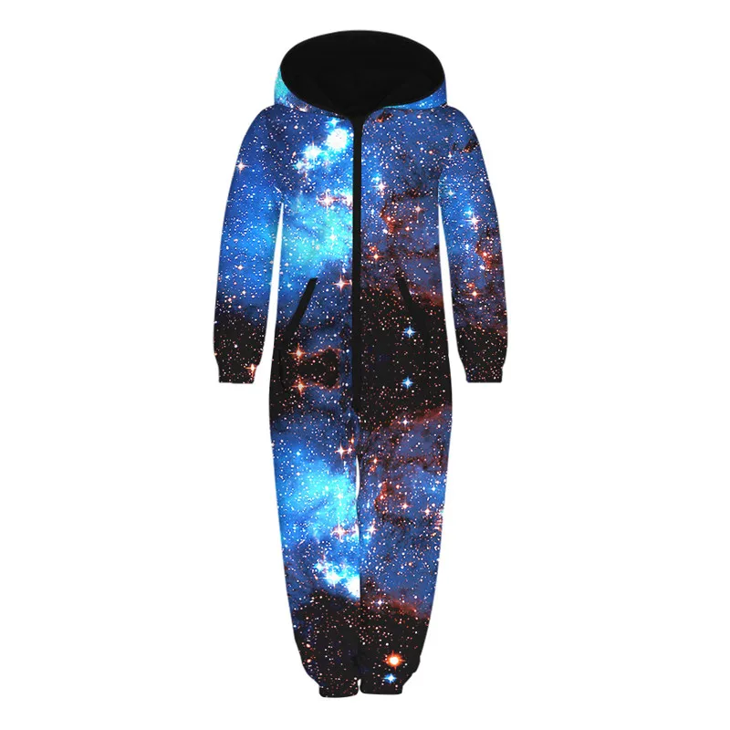Raisvern Galaxy/детские комбинезоны с 3D принтом; комбинезоны унисекс с капюшоном и принтом; Свободный комбинезон с карманами для мальчиков и девочек; осень г