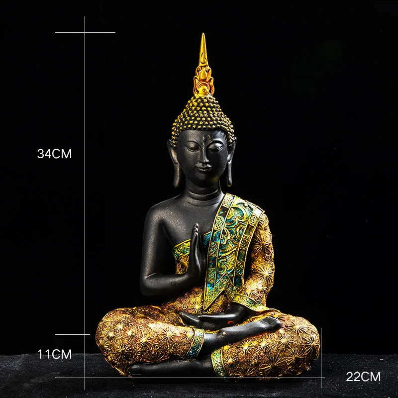 27014(34cm) Y. DSHH статуя Будды таиландский Будда скульптура Зеленая Смола ручной работы буддизм индийский фэншуй Статуэтка медитация домашний декор - Color: 27014(34cm)