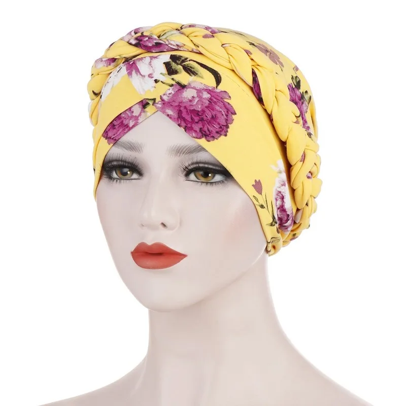 

Hijabs Women Printed Frosted Milk Silk Headband Floral Cloth Short Braided Headband Can Hide Hair Turban Scarf Head Wrap Muslim