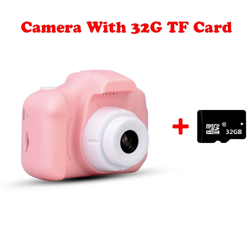 Pink Camera-32G TF 8.0MP мини цифровая камера 2,0 дюймов Камера Фото Видео TF карта поддержка детей подарки на день рождения 1080P проекционная видеокамера - Цвет: Pink Camera-32G TF