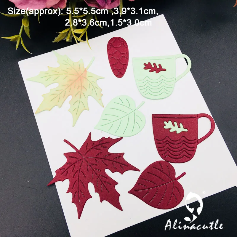 Металлическая высечка для скрапбукинга 4 шт. Осенние листочки альбома бумаги