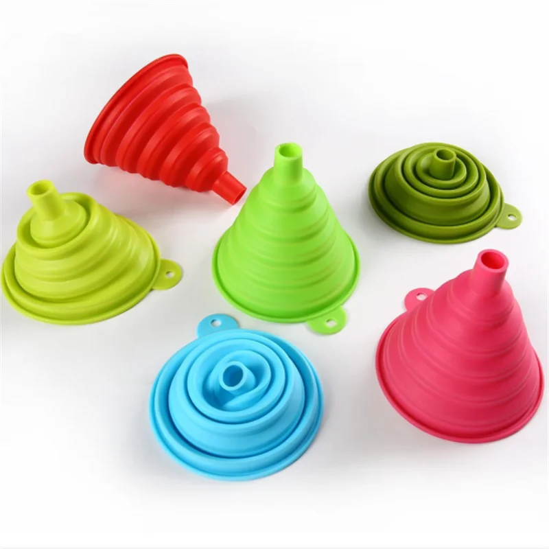 

Large and Small Silicone Collapsible Funnel for Kitchen Gadgets Telescopic Funnel Silicone Forms Goods for The Kitchen Bottle.8z