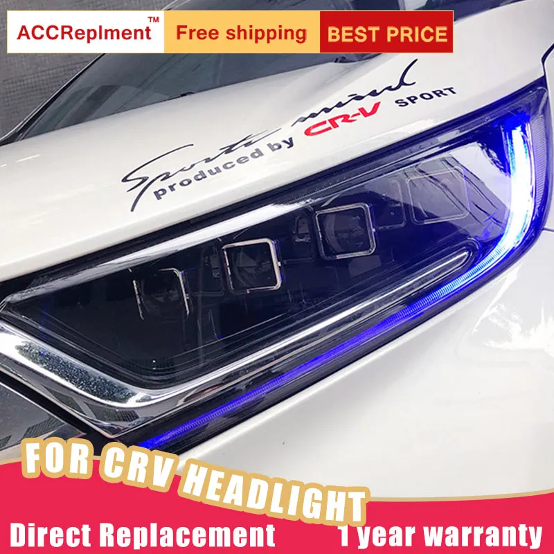 2Pcs LED Headlights For Honda CR-V- ALL LED car lights Angel eyes Full LED Fog lights LED Daytime Running Lights