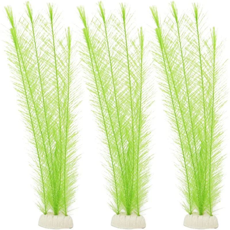 quarium Decor Fish Tank Decoration Ornament Artificial Plastic Plant Green 15.5