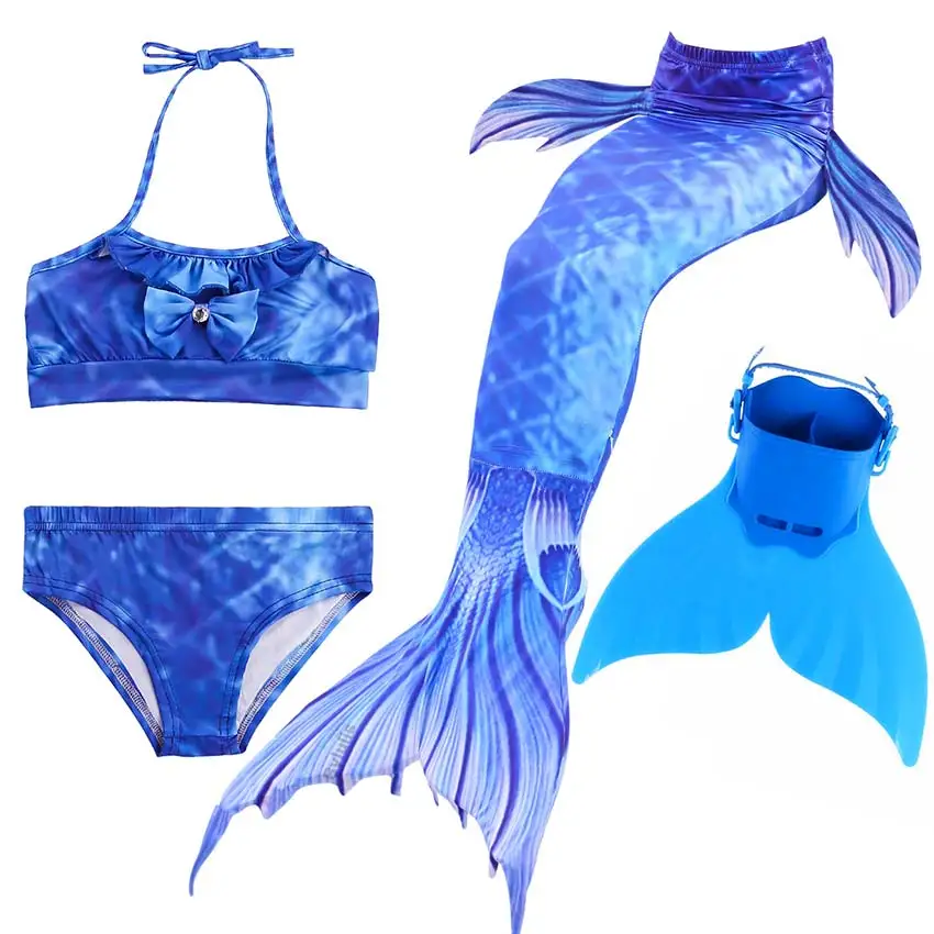 Детский пляжный костюм Русалочки купальный для девочек с хвостом и моноластами