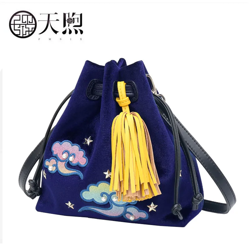 Pmsix 2020 новая бархатная сумка с вышивкой в стиле ретро модная через плечо