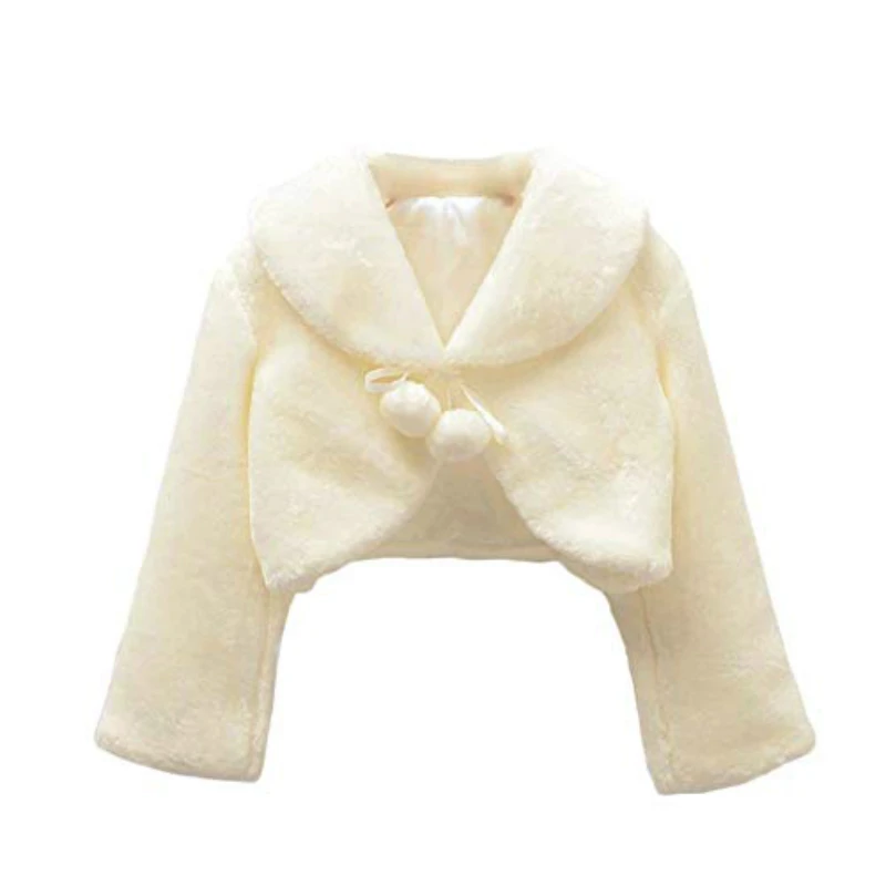 Детское утепленное плюшевое Болеро принцессы с длинными рукавами и цветочным
