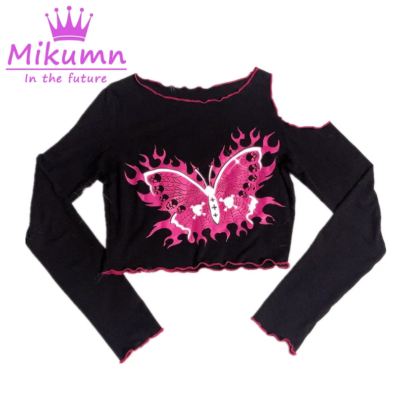 Футболка женская в стиле Харадзюку Готическая шикарная уличная одежда панк с