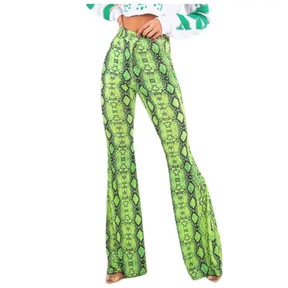 Новинка 2020 женские брюки модные с высокой талией со змеиным принтом свободные