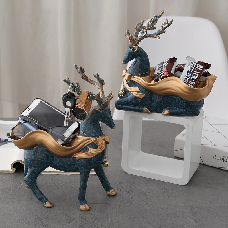 

EUROPEAN RESIN LUCKY DEER KEY CANDY STORAGE BOX ORNAMENTS HOME LIVINGROOM TABLE FURNISHING CRAFTS HOTEL FIGURINES DECORATION ART