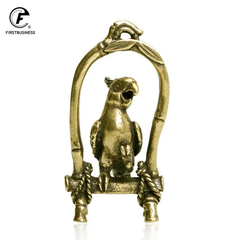 Античная Медь ремесла птица клетка для попугая фигурки миниатюры Desktop украшения