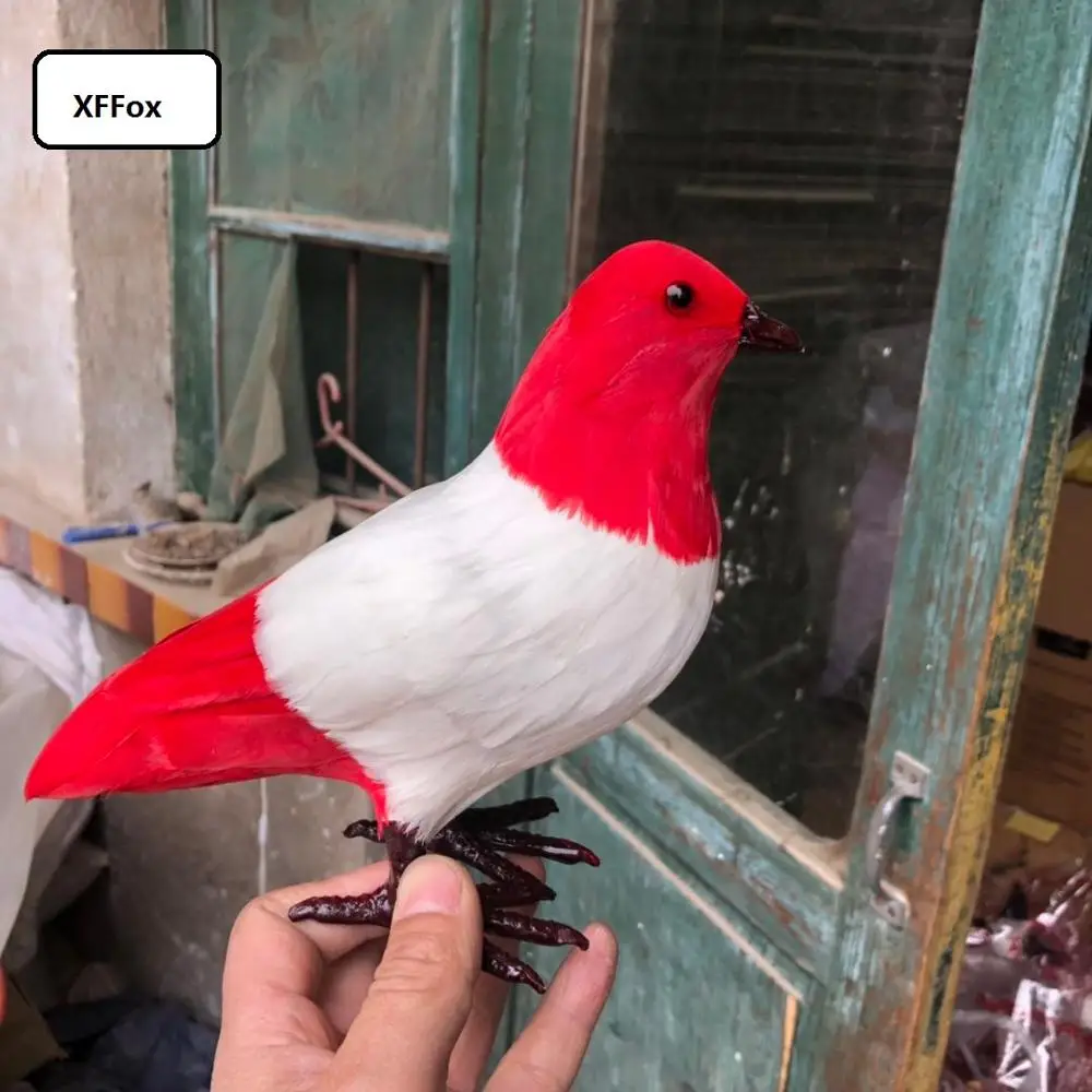 Милая реальная жизнь красный и белый голубь модель пластик перо искусственный