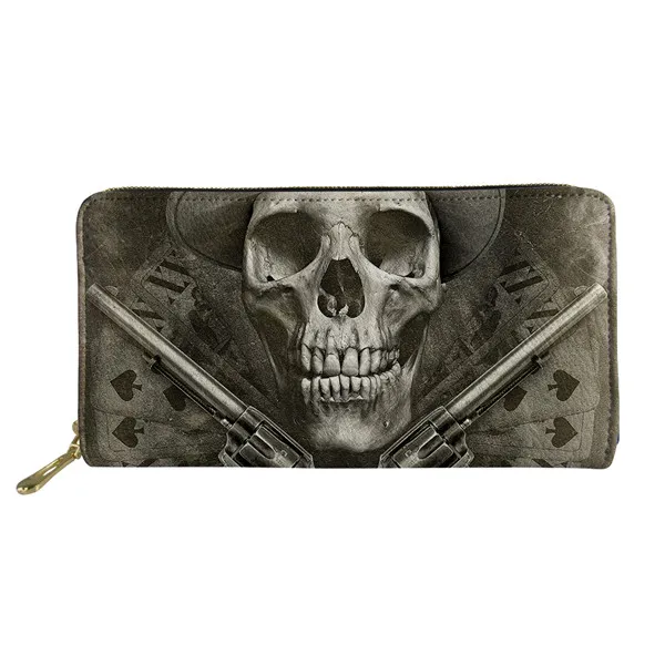 HME1349Z21 FORUDESIGNS/женские длинные кошельки, готический принт черепа, наличные, водонепроницаемые, из искусственной кожи, кошелек для денег, портмоне, держатель для карт, карман для телефона - Цвет: HME1349Z21