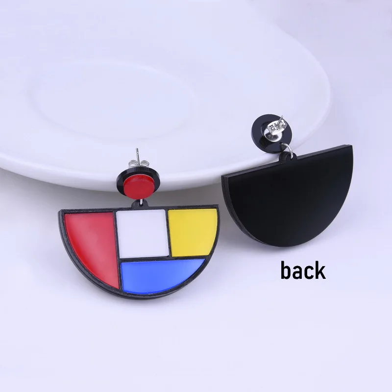 

Colorful Rainbow Women'S Earrings Boho Blue Geometry Earrings Fashion Jewelry Round Acrylic Female Bohemian Wedding Earrings