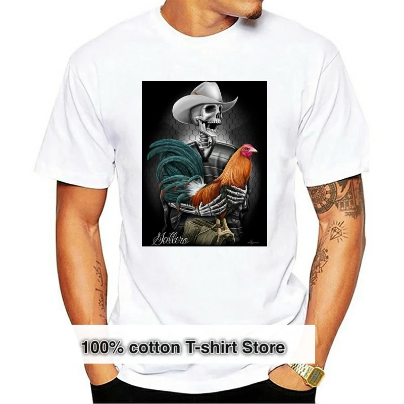 

Men's Gallero Rooster Skelleton Rancher Art T-Shirt